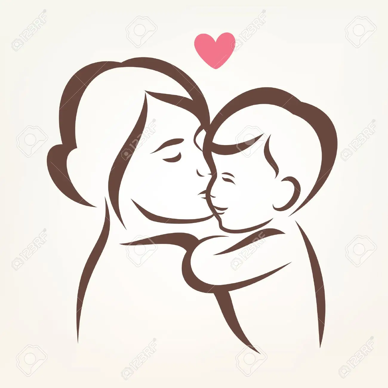 Mother And Son Stylized Vector Silhouette, Outlined Sketch Of Mom And Child  Royalty Free Cliparts, Vectors, And Stock Illustration. Image 38998743.