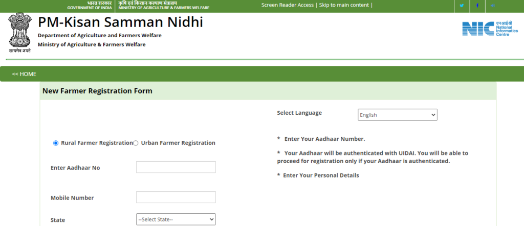 PM Kisan Registration Online 