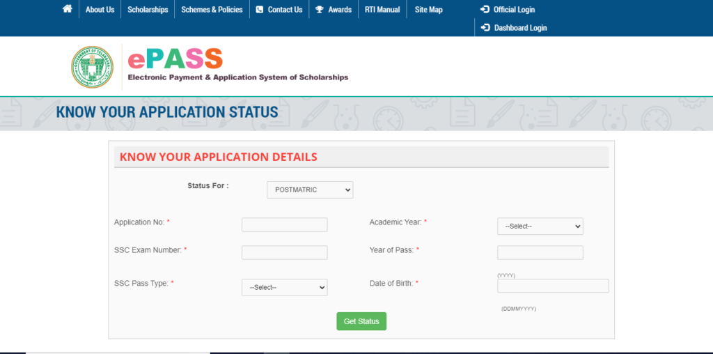 know your application status for Ts ePass
