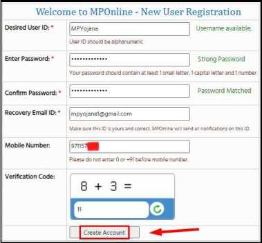 MP Online New Registration for Citizen User