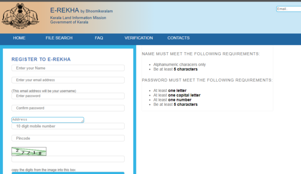 Bhoomi Keralam Portal's e-Rekha Registration 
