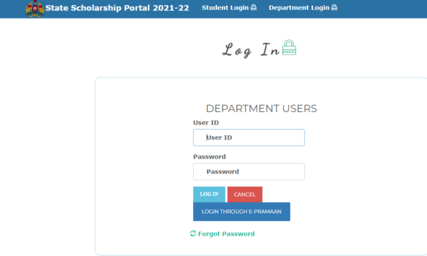 Login to Your Department