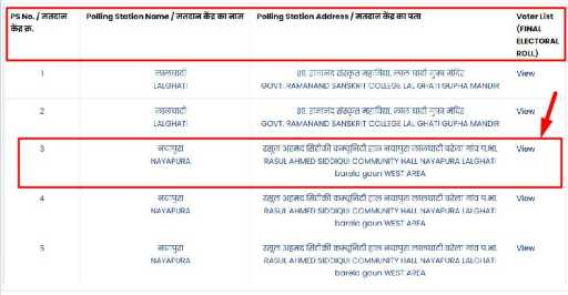 selected polling station name for download mp voter list