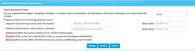 Apply for Learner Licence