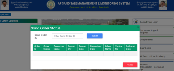 Track APMDC Sand Booking Order Status 