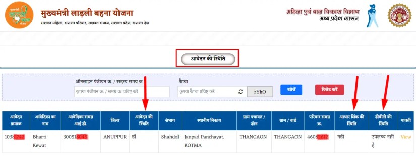 Madhya Pradesh Ladli Bahna Yojana Status Check by MPYojana[dot]com