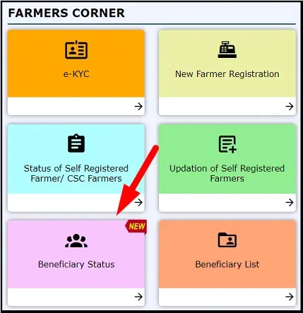 PM Kisan Yojana Farmers Corner Beneficiary Status Check