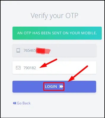 Verrify OTP for MP Samast Portal Registration and Login 